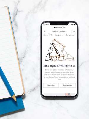 info about blue-light-filtering lenses on an iPhone