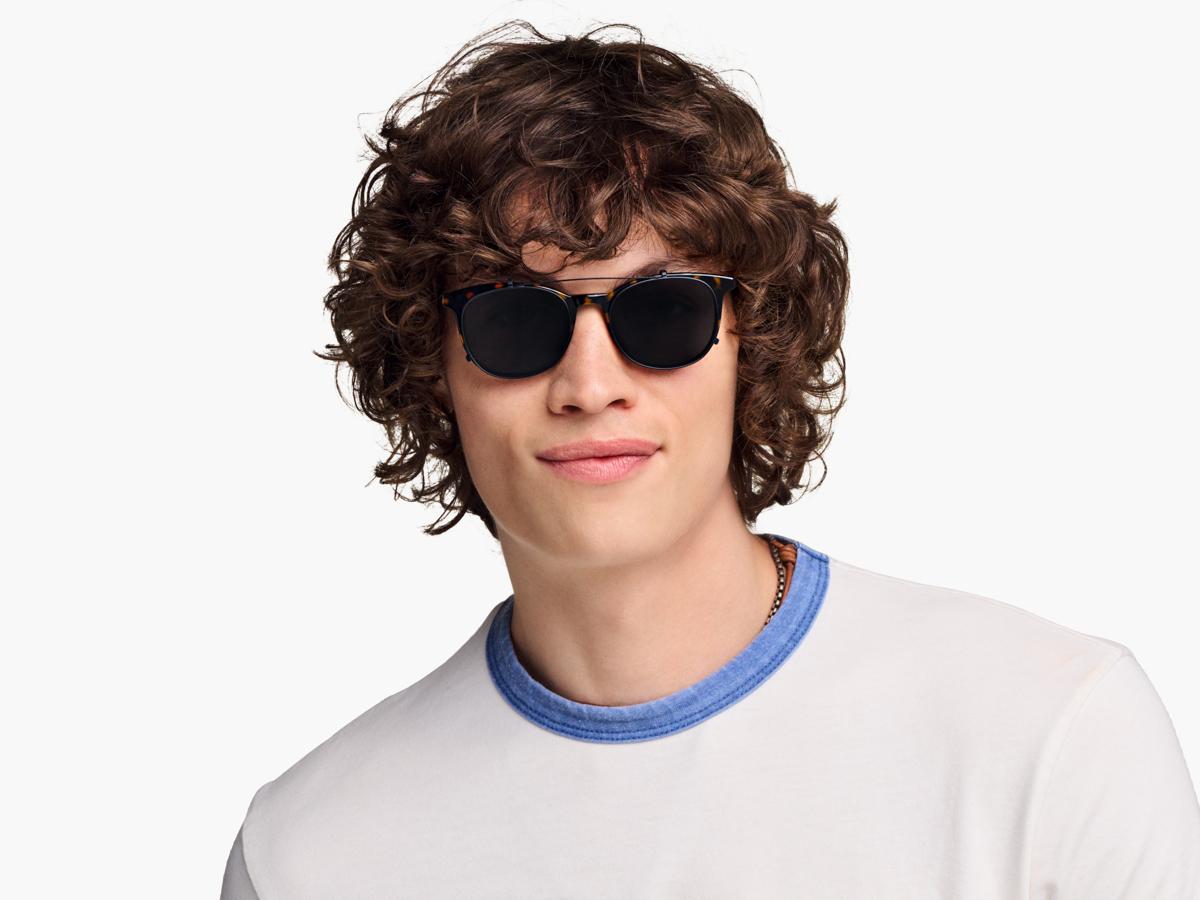 Durand Clip-On Medium in Brushed Ink with Grey Lenses | Warby Parker