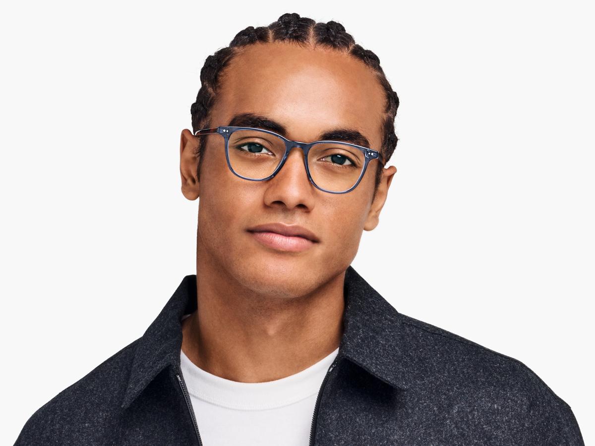 Dawson Eyeglasses in Azure Crystal with Oak Barrel | Warby Parker