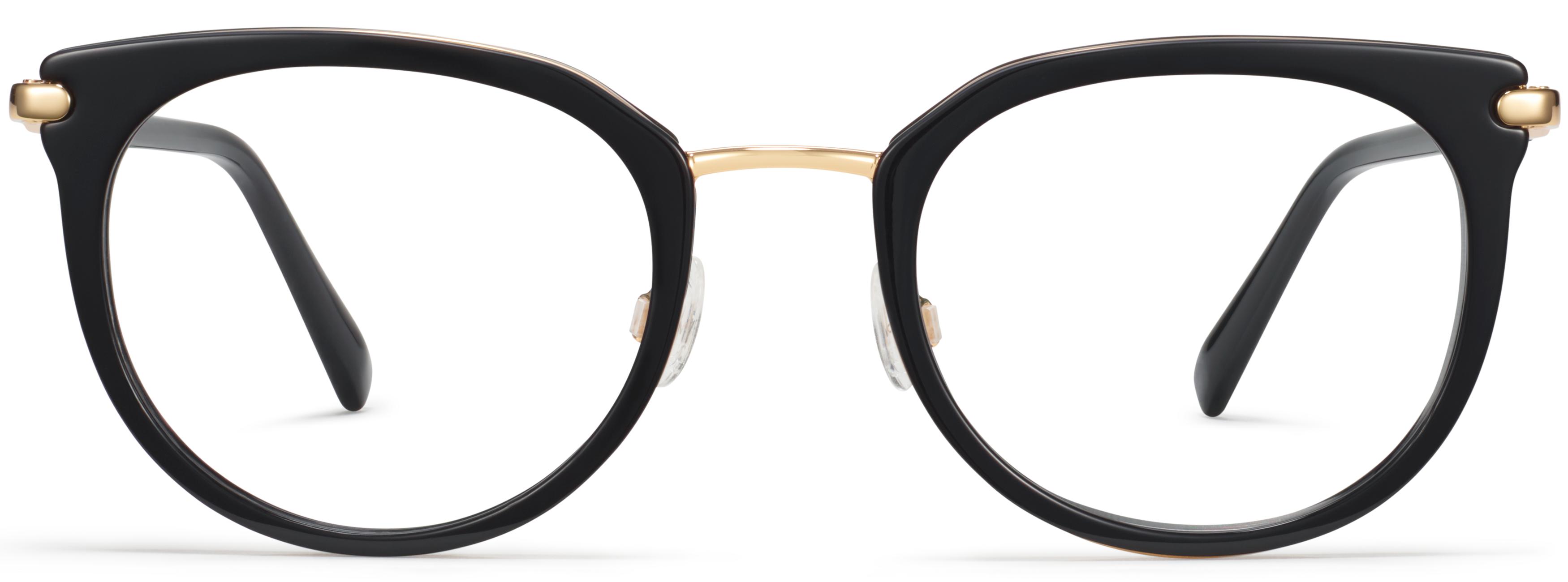 Whittier Eyeglasses in Jet Black with Polished Gold