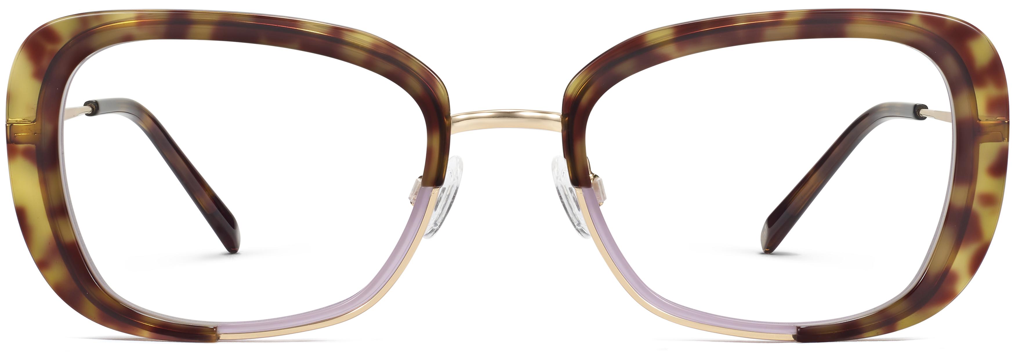 Halima Eyeglasses in Layered Taro Tortoise with Polished Gold