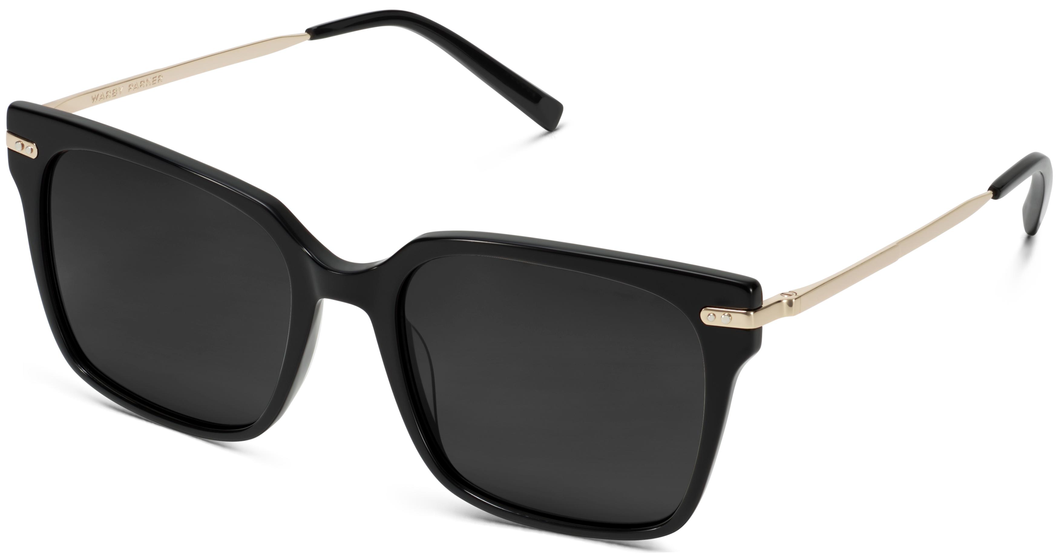 Vela Sunglasses in Jet Black with Polished Gold | Warby Parker display picture 1