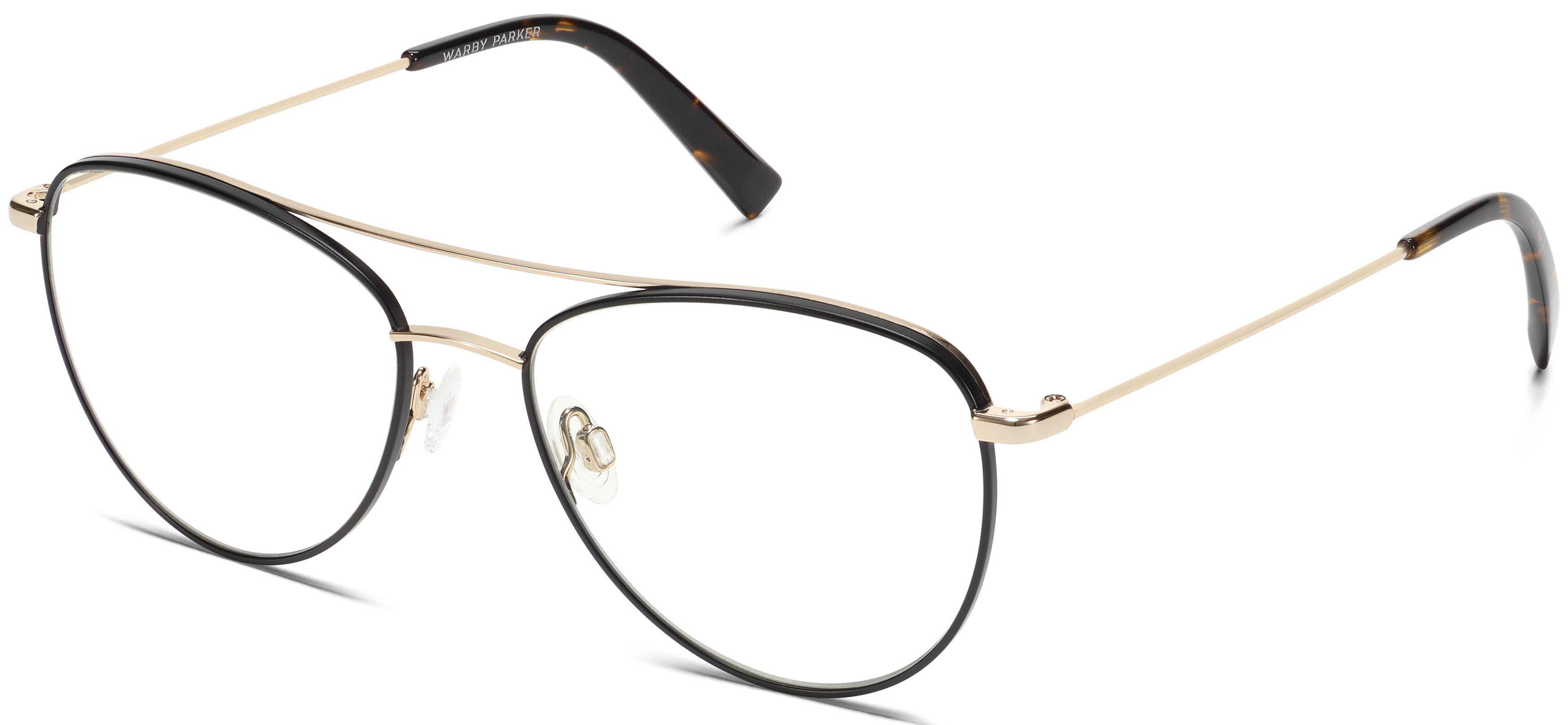 Hani Eyeglasses in Brushed Ink with Polished Gold