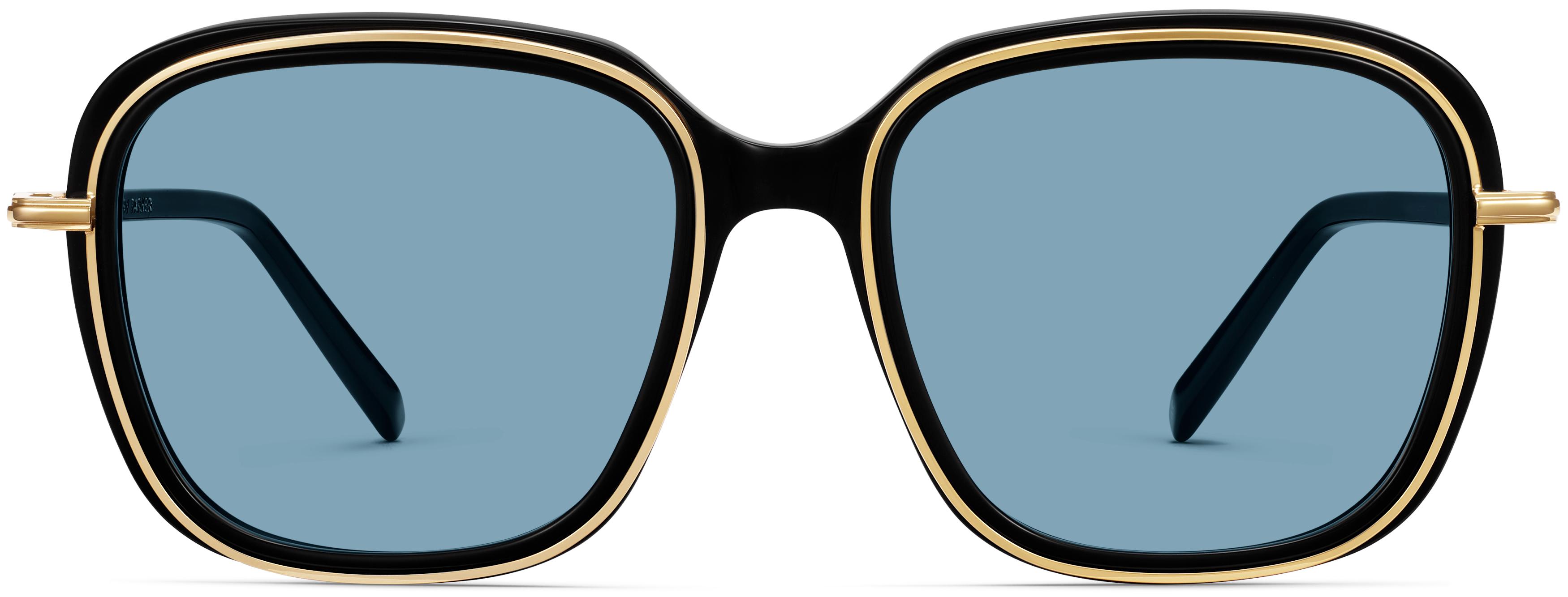 Safia Sunglasses in Jet Black with Polished Gold | Warby Parker display picture 1