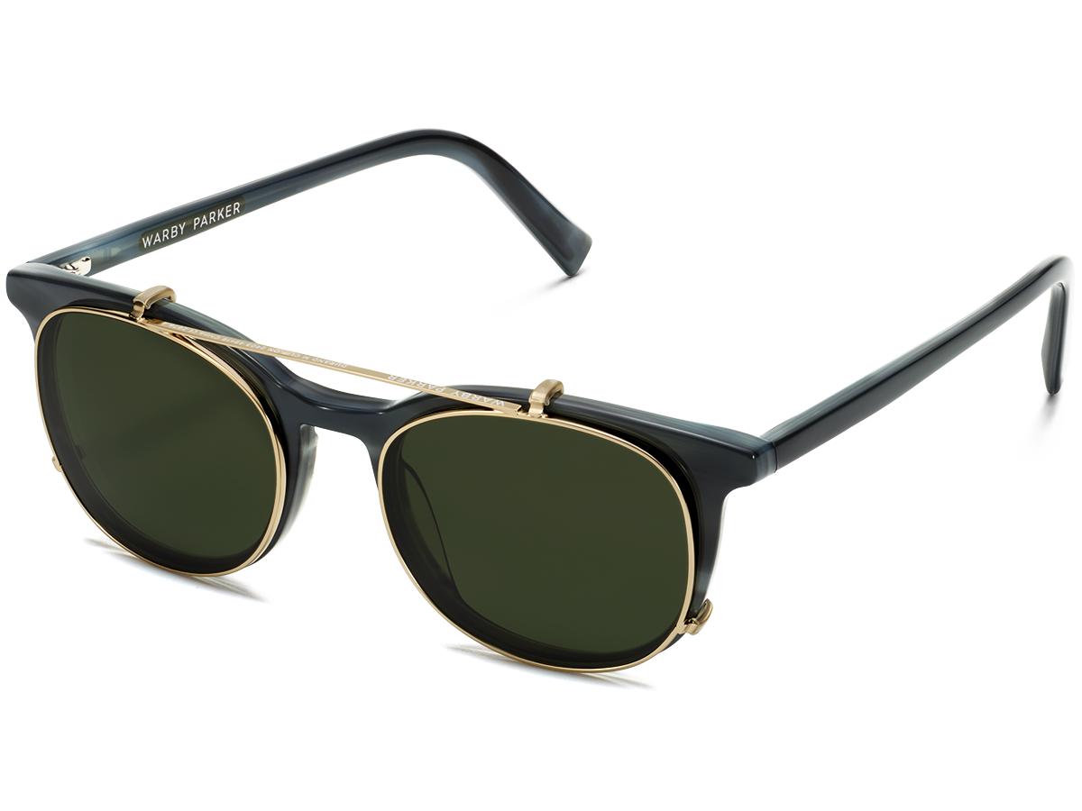 Durand Clip On Wide in Polished Gold with Green Lenses