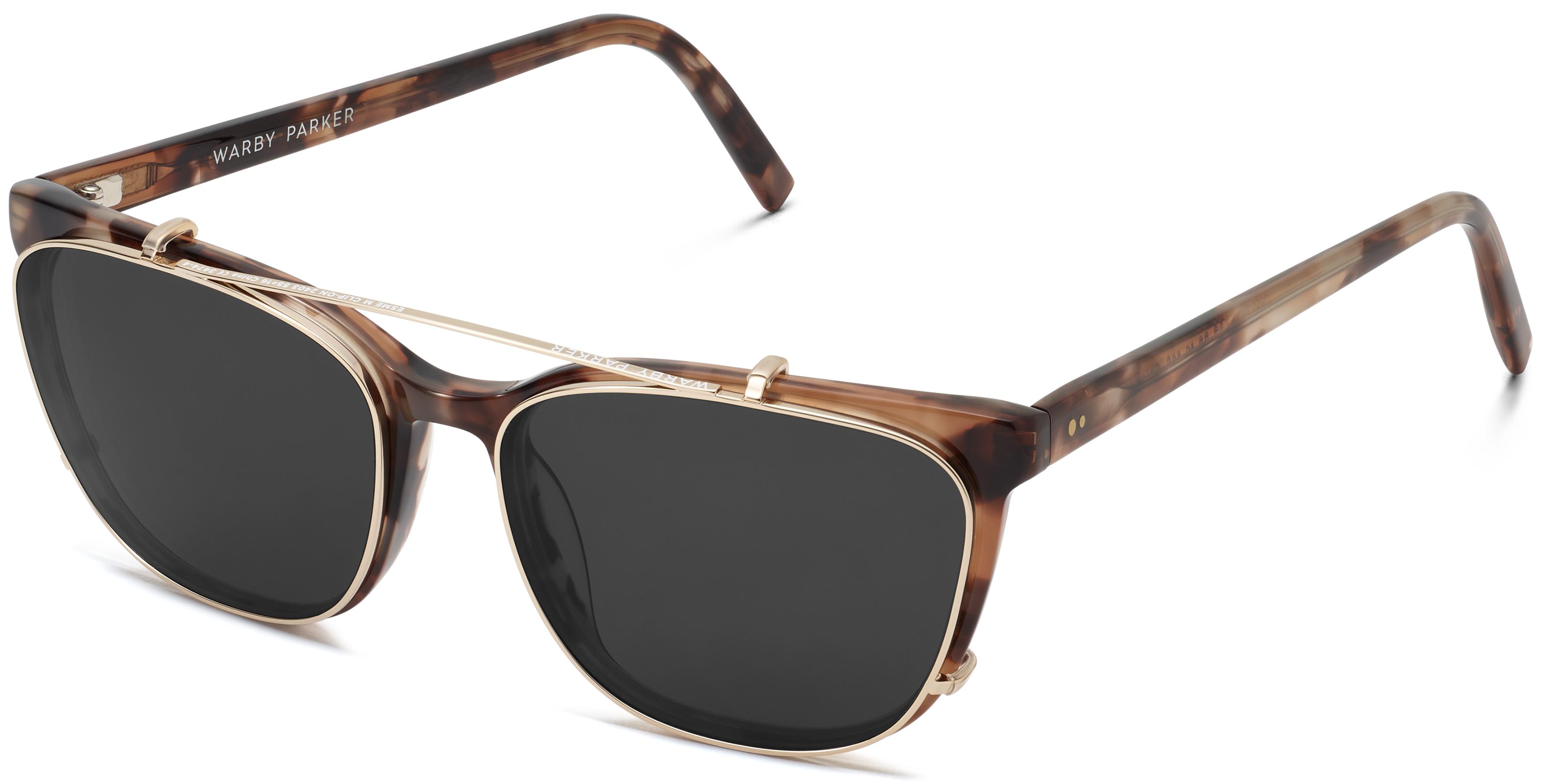 Esme Medium Clip-On in Polished Gold with Grey Lenses