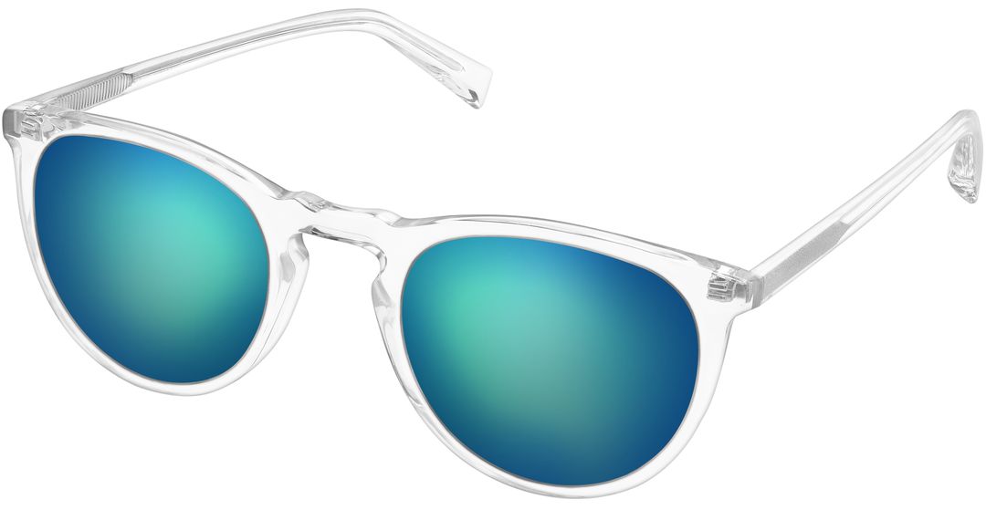 Haskell Sunglasses in Crystal with Electric Blue Flash Lens Warby Parker
