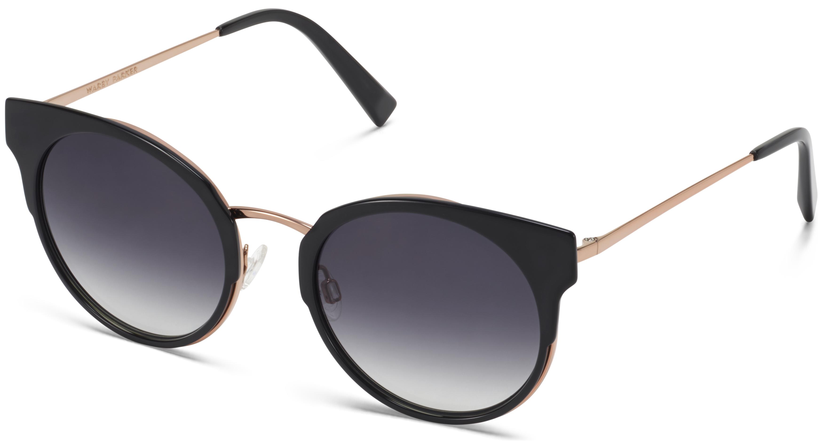 Cleo Sunglasses in Jet Black with Rose Gold