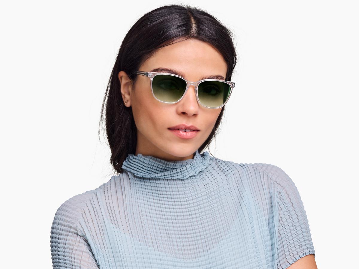 サングラス ^ONE BRILLIANT^ EsmeOB439Blue Tint Esme-OB439-Blue Tint Esme Low Bridge Fit Sunglasses in Crystal