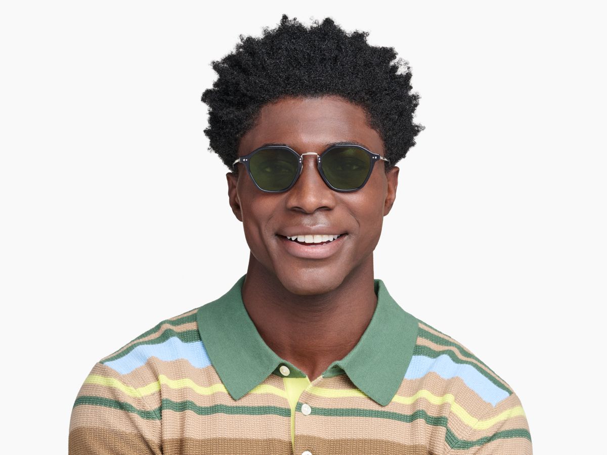 Azir Sunglasses in Licorice Crystal with Polished Silver | Warby