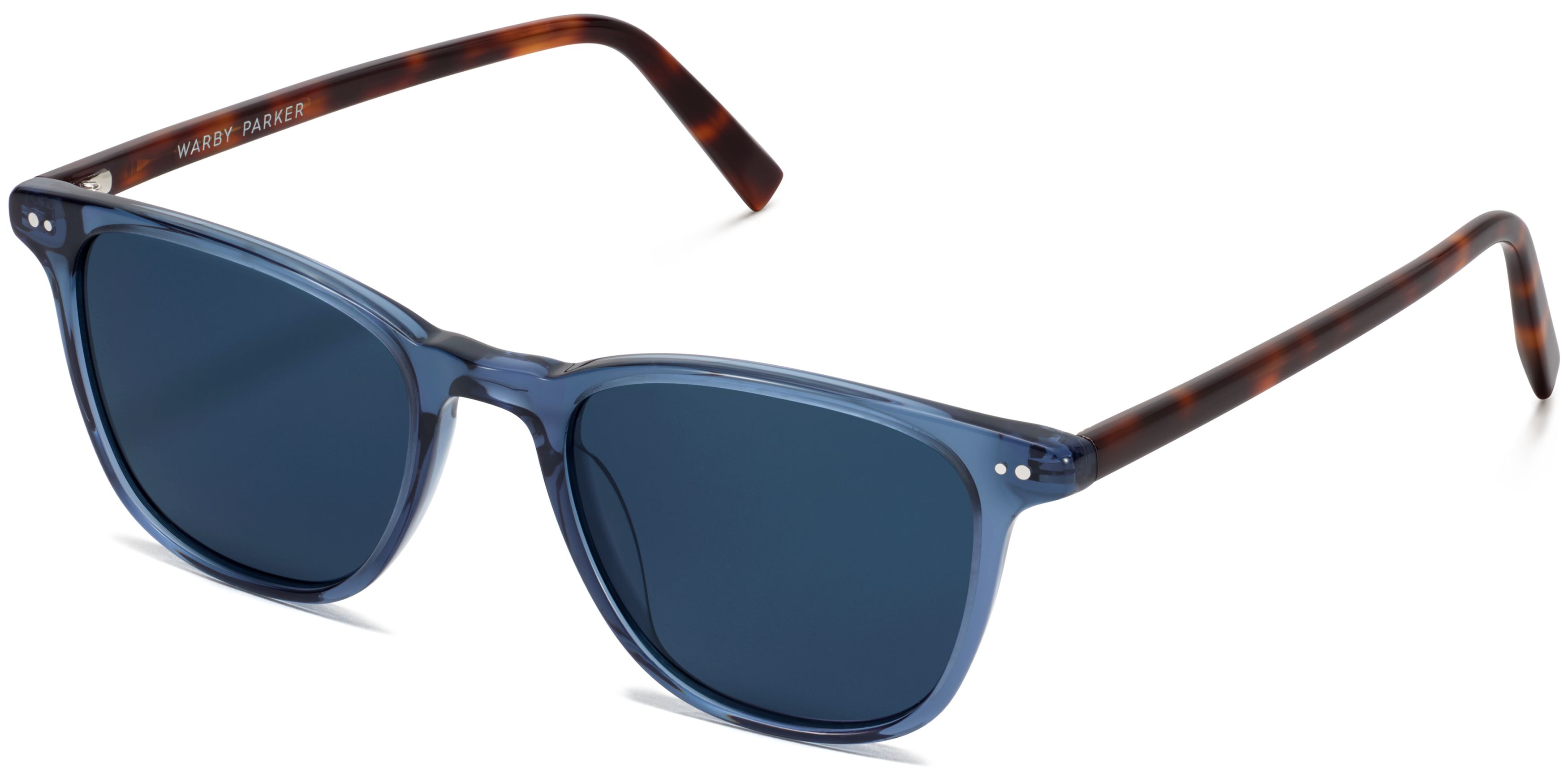 Warby Parker GSW 319 Sunglasses Crystal Teal Blue Gray Lens 53mm Frames Only Corson Eyeglasses in Polished Silver with Deep Teal — Wide  main image 2