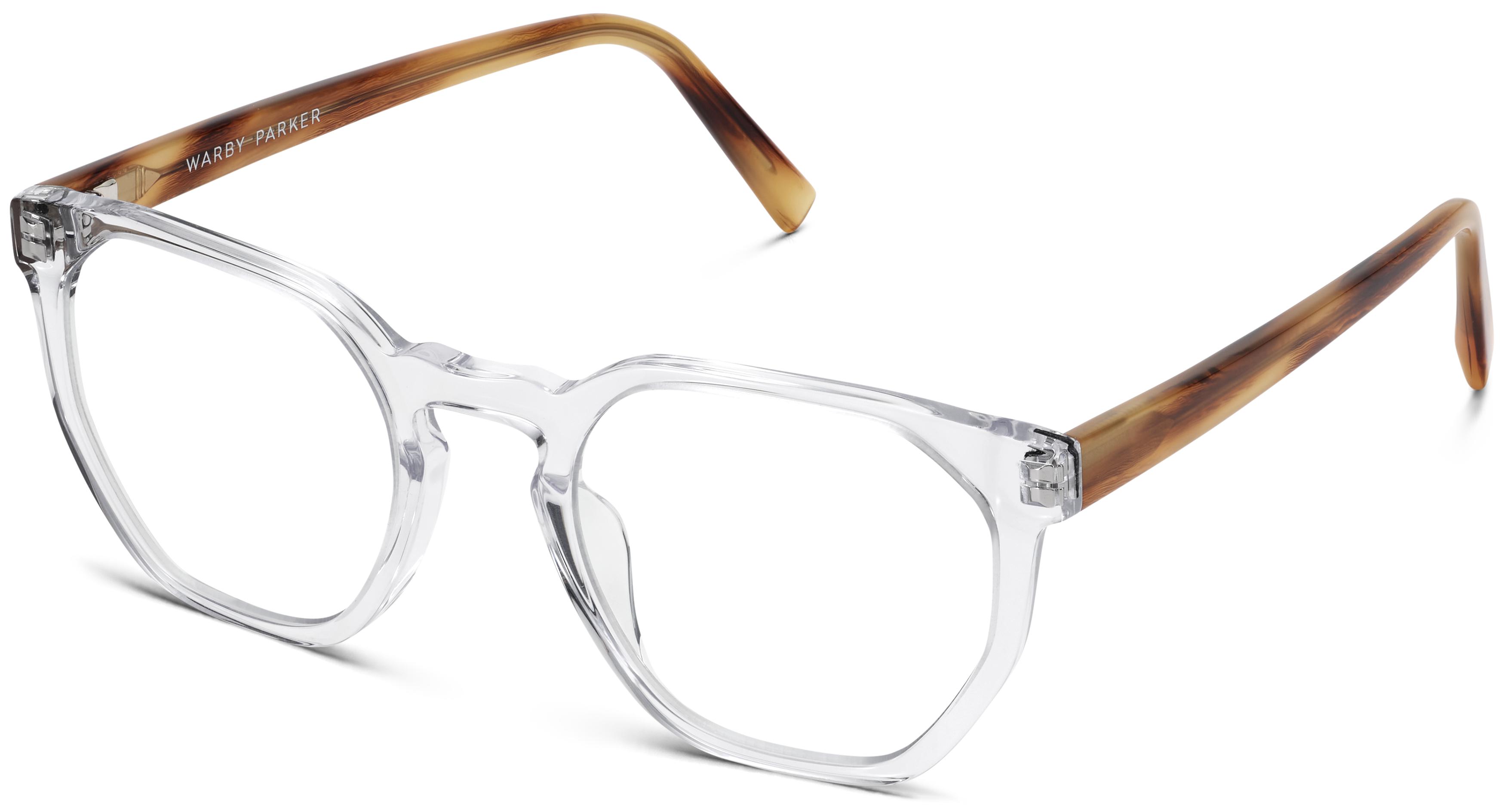 Tobias Eyeglasses in Crystal with English Oak
