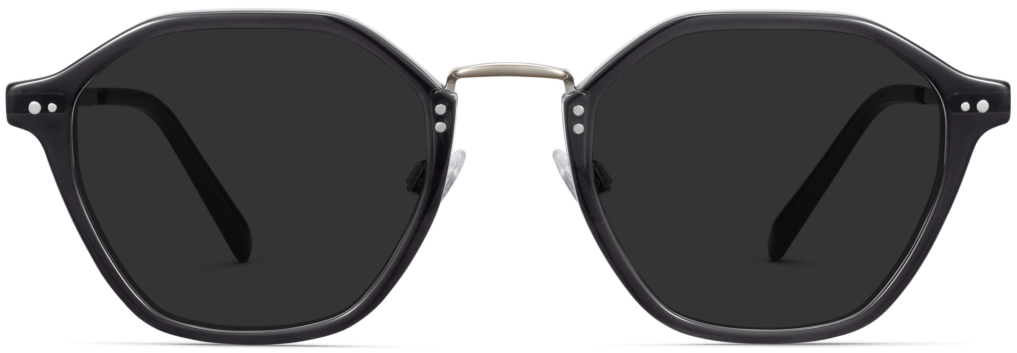 Azir Sunglasses in Licorice Crystal with Polished Silver | Warby