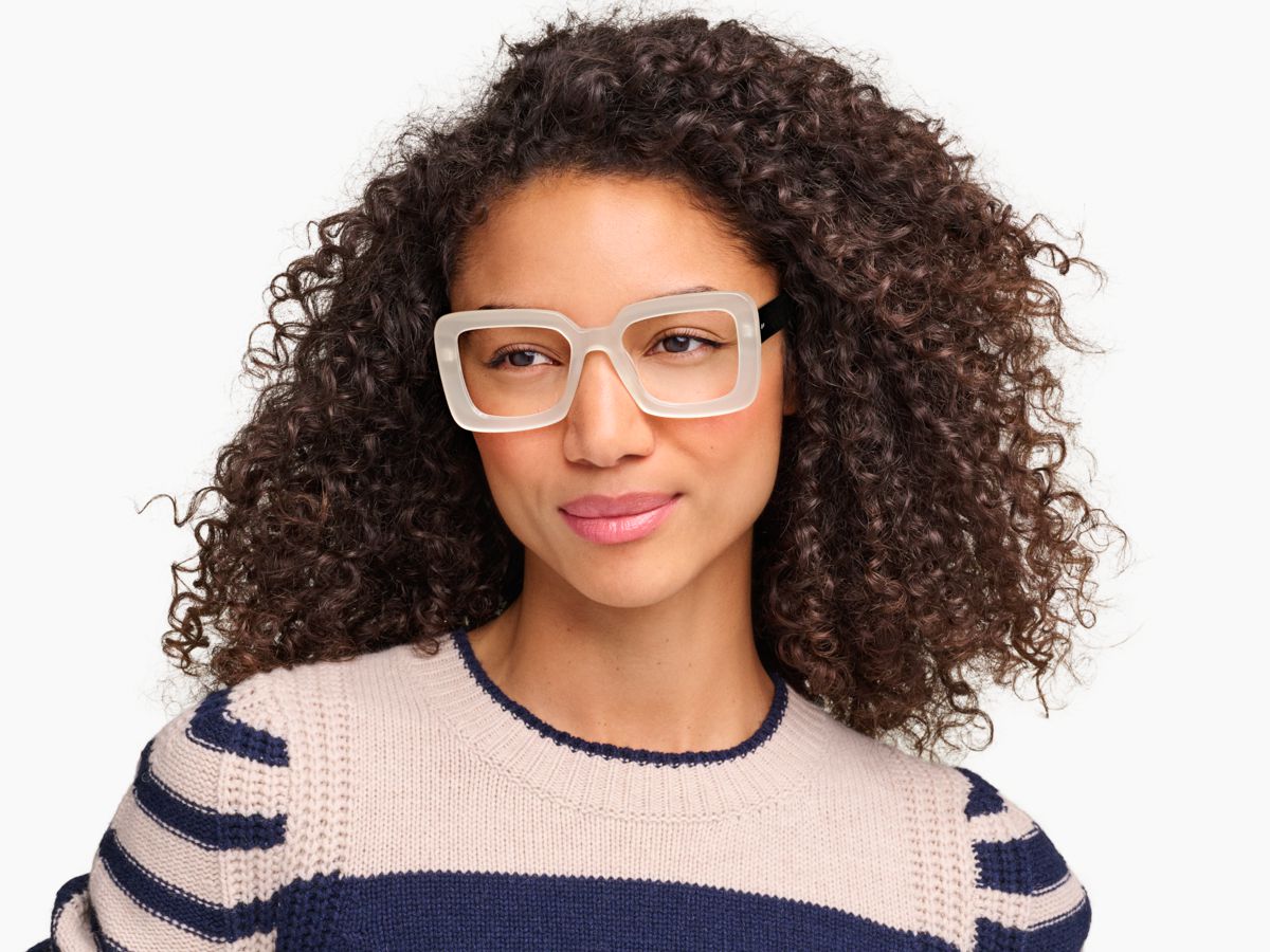 Clarissa Eyeglasses in Haze Grey with Jet Black — Wide | Warby Parker