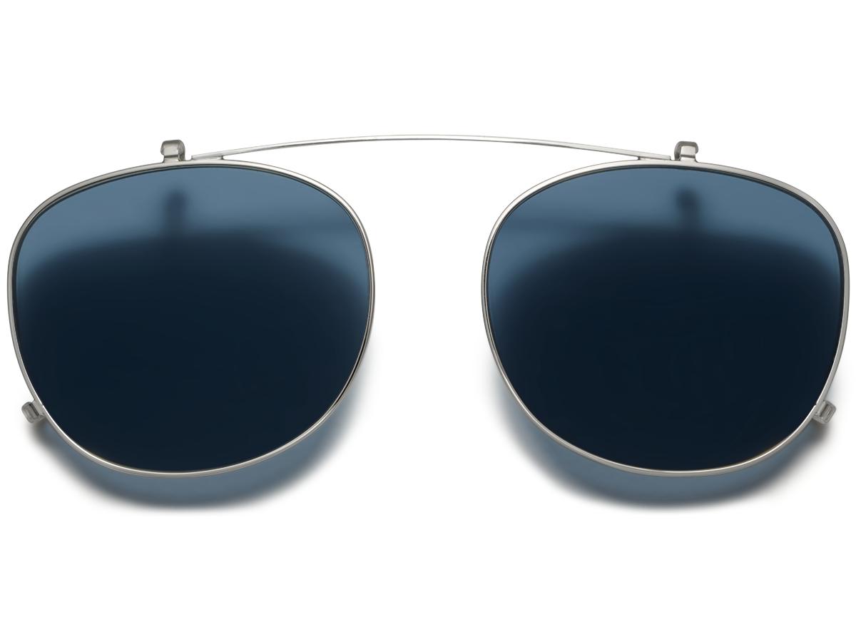 Durand Clip-On Medium in Polished Silver with Blue Lenses