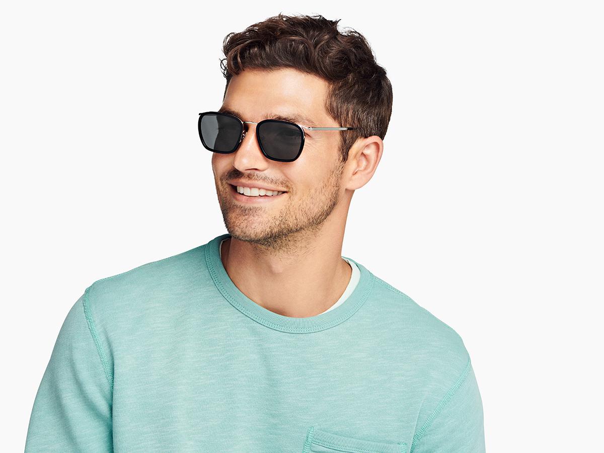 Callen Sunglasses in Jet Black with Polished Silver | Warby Parker