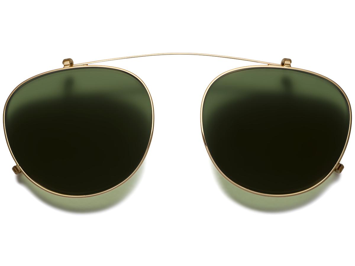 Percey Clip-On Medium in Polished Gold with Green Lenses