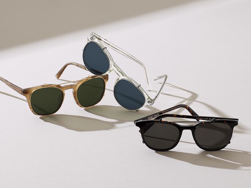 Felix Clip-On Medium in Polished Silver with Blue Lenses | Warby