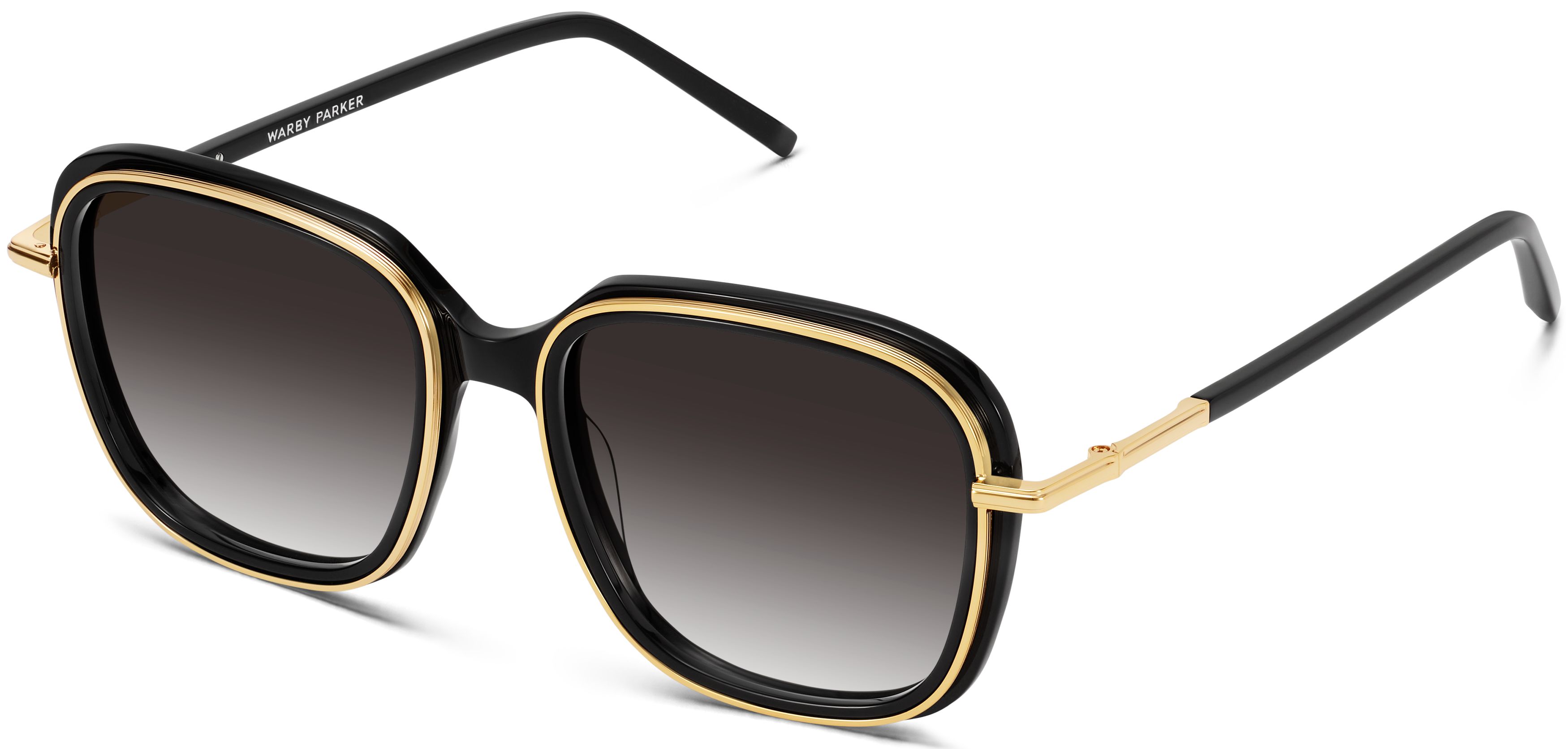 Safia Sunglasses in Jet Black with Polished Gold | Warby Parker display picture 3