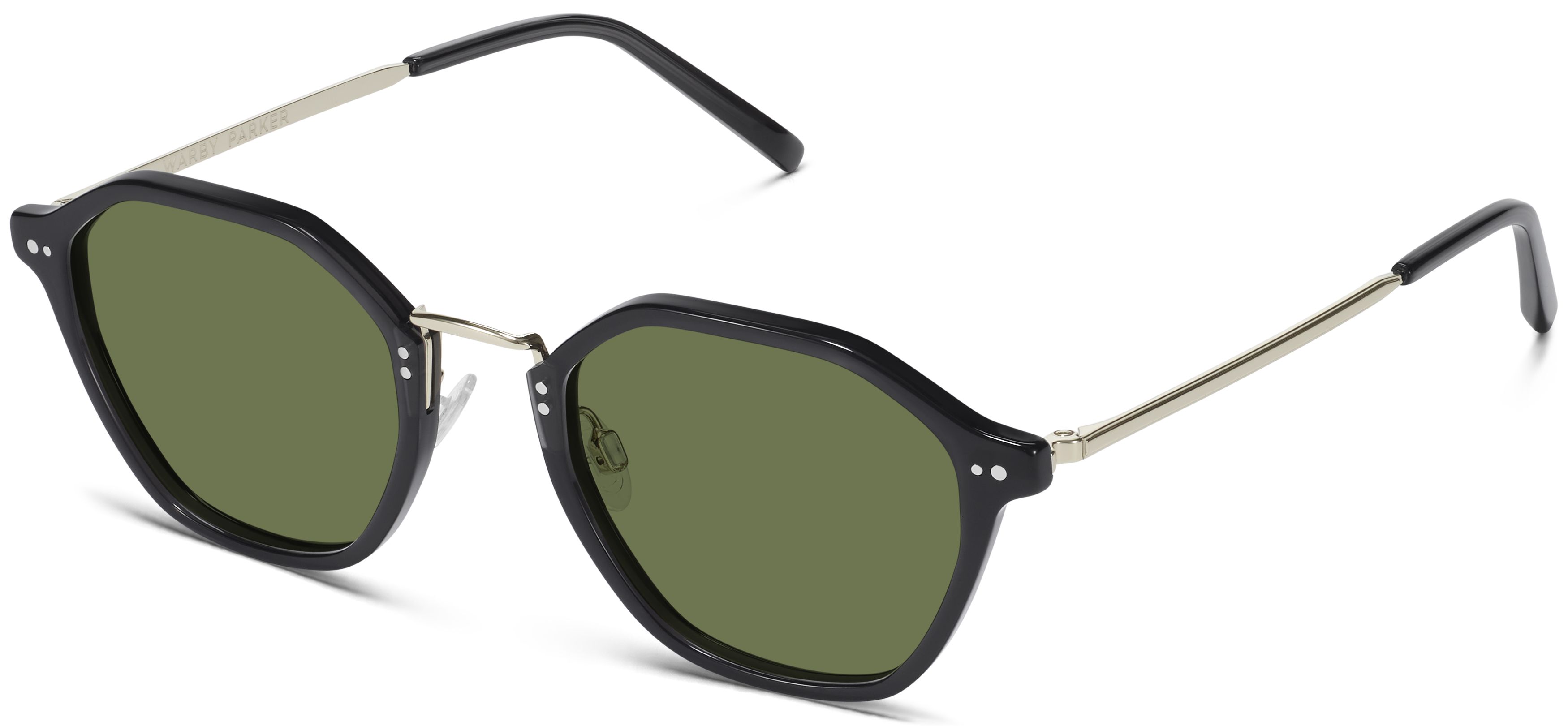Azir Sunglasses in Licorice Crystal with Polished Silver | Warby
