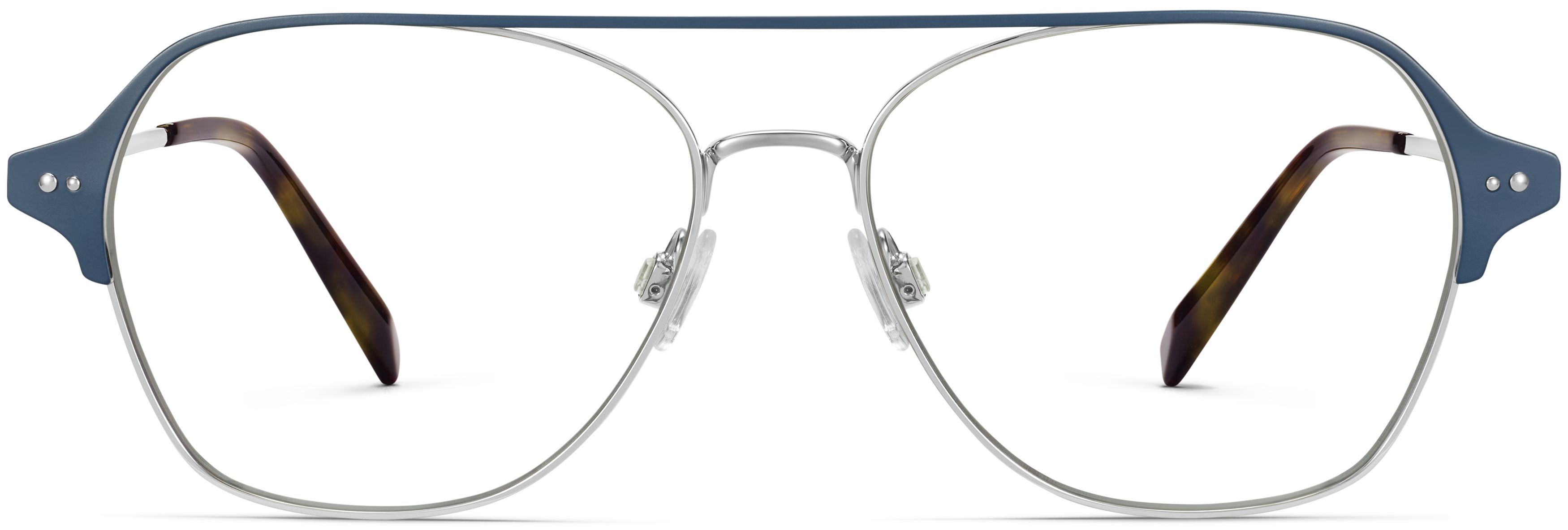 Corson Polished Silver with Deep Teal, front view