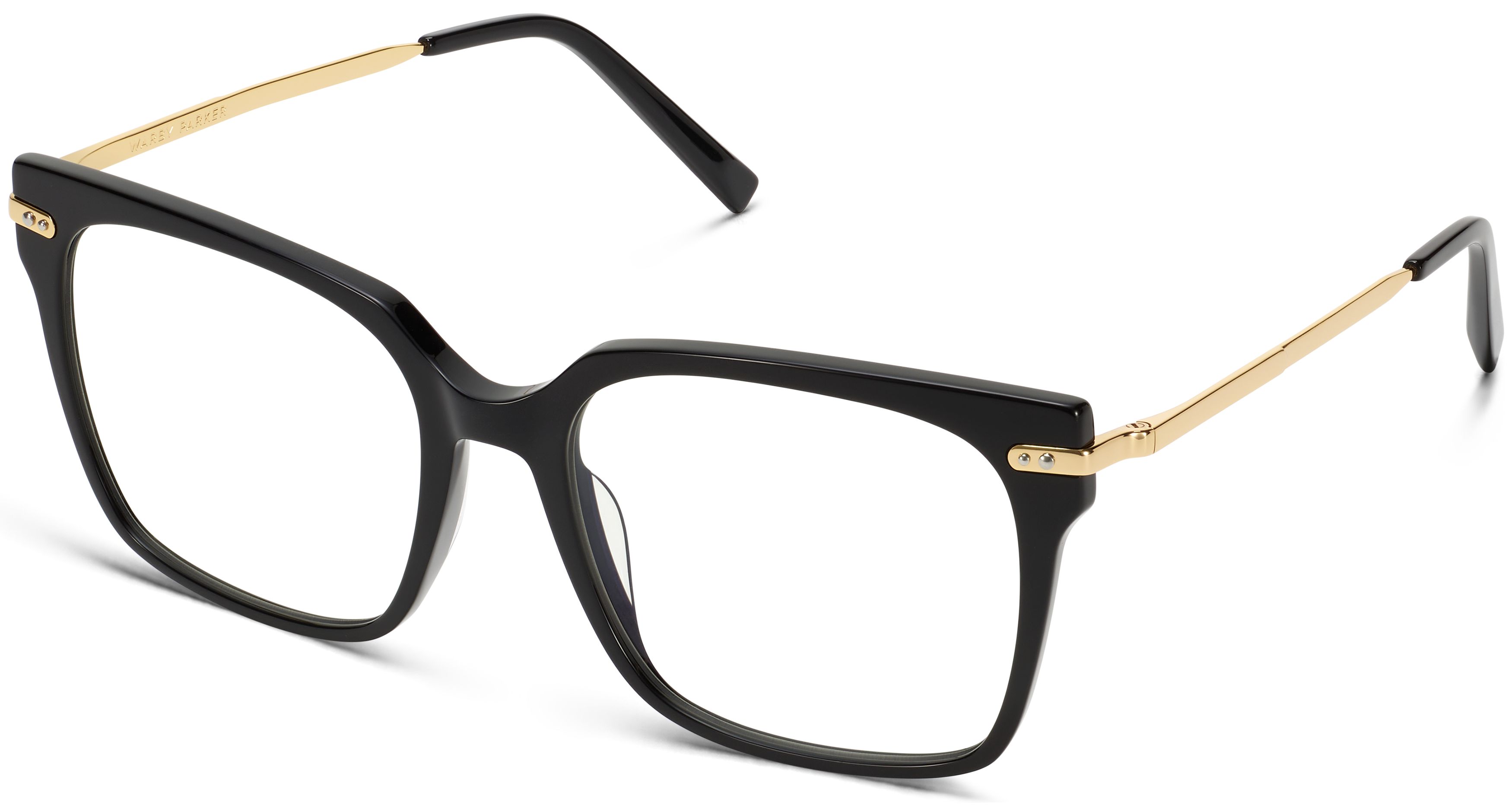 Vela Eyeglasses in Jet Black with Polished Gold | Warby Parker