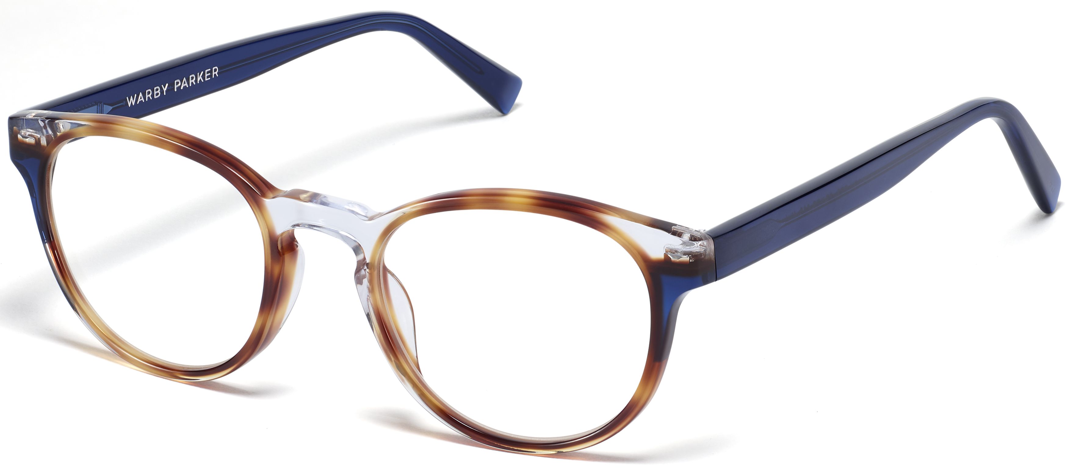 Percey Eyeglasses in Crystal with Oak Barrel and Blue Bay | Warby