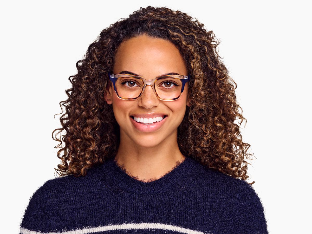 Winston Eyeglasses in Crystal with Inlet Crystal and Oak Barrel