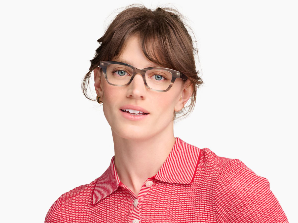 Alvie Eyeglasses in Striped Ember | Warby Parker display picture 3