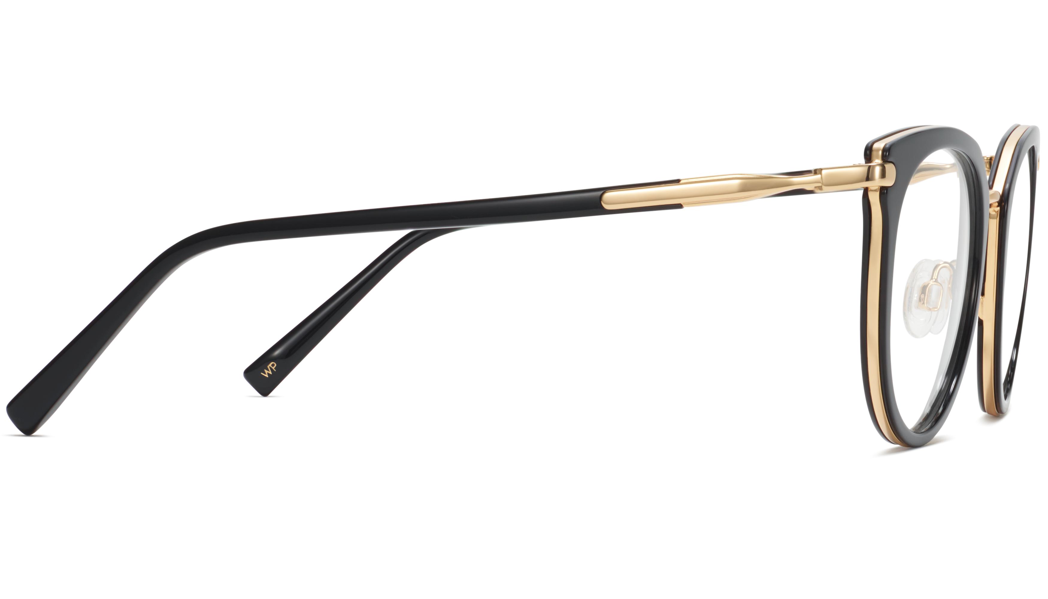 Black eyeglasses with gold trim online