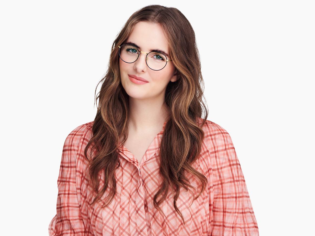 Simon Eyeglasses in Brushed Ink with Polished Gold Warby Parker