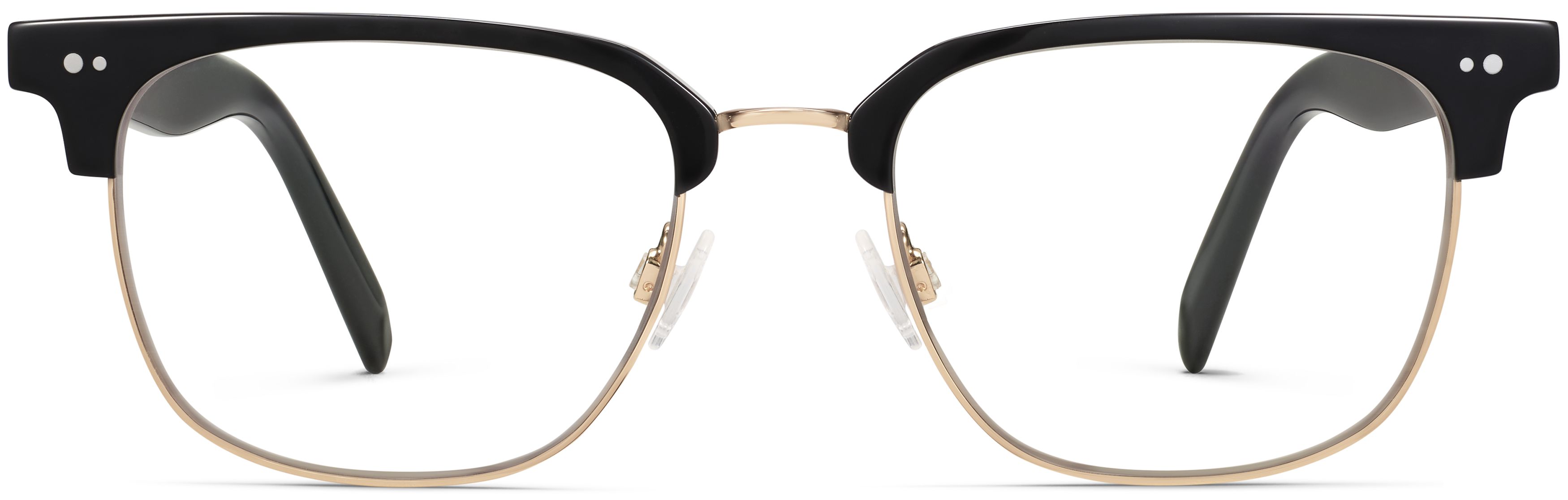 Baird Jet Black with Polished Gold, front view