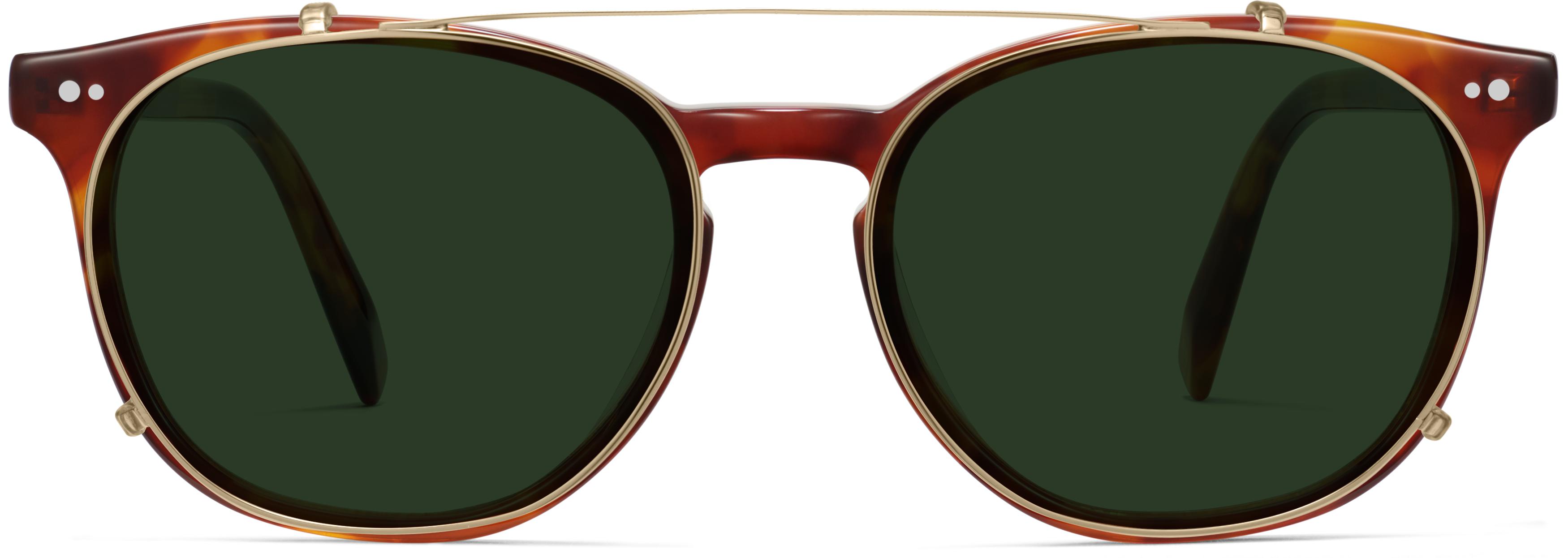 Carlton Clip-On Medium in Polished Gold with Green Lenses
