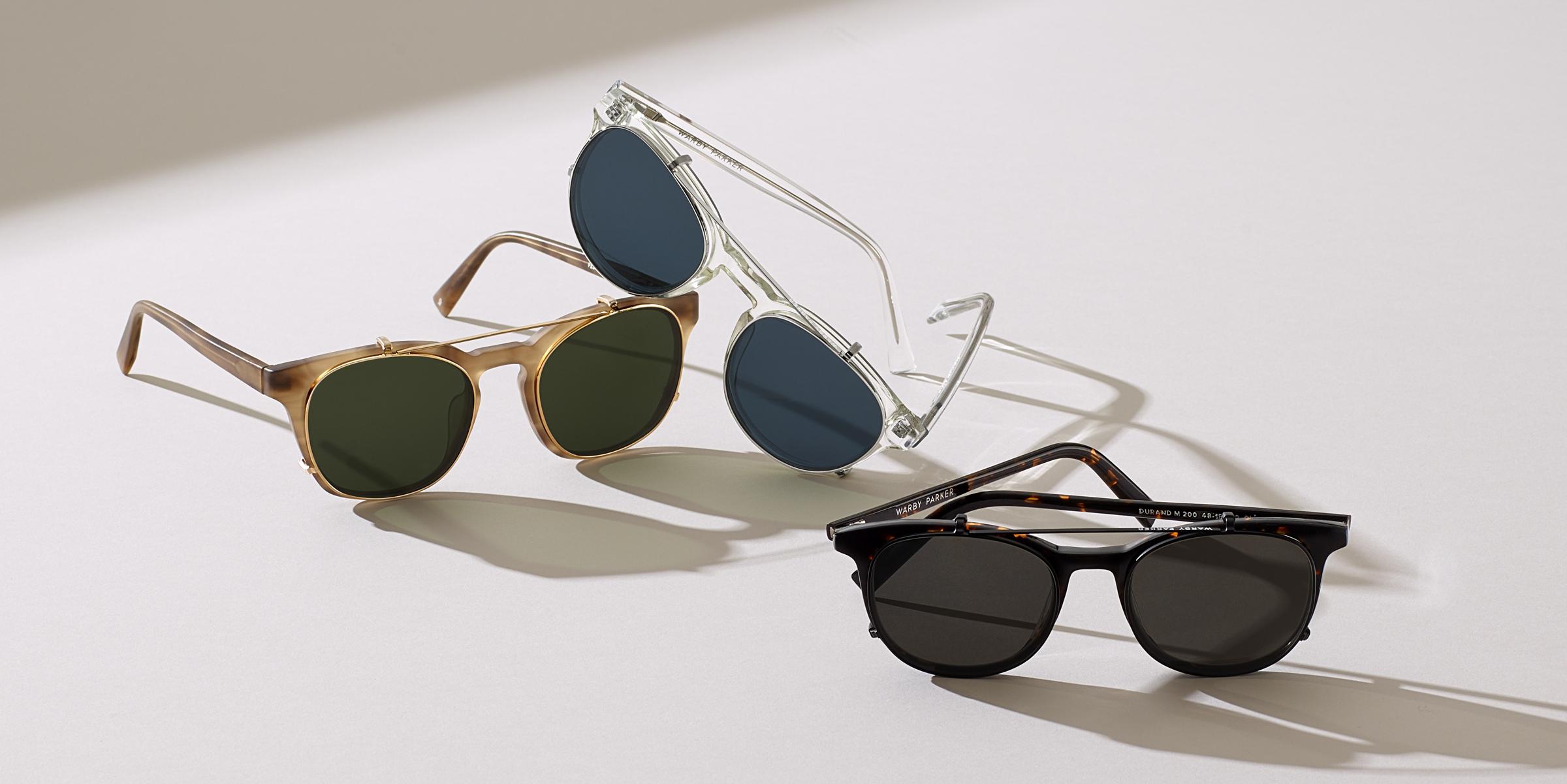 Durand Clip-On Wide in Polished Gold with Green Lenses  display picture 1