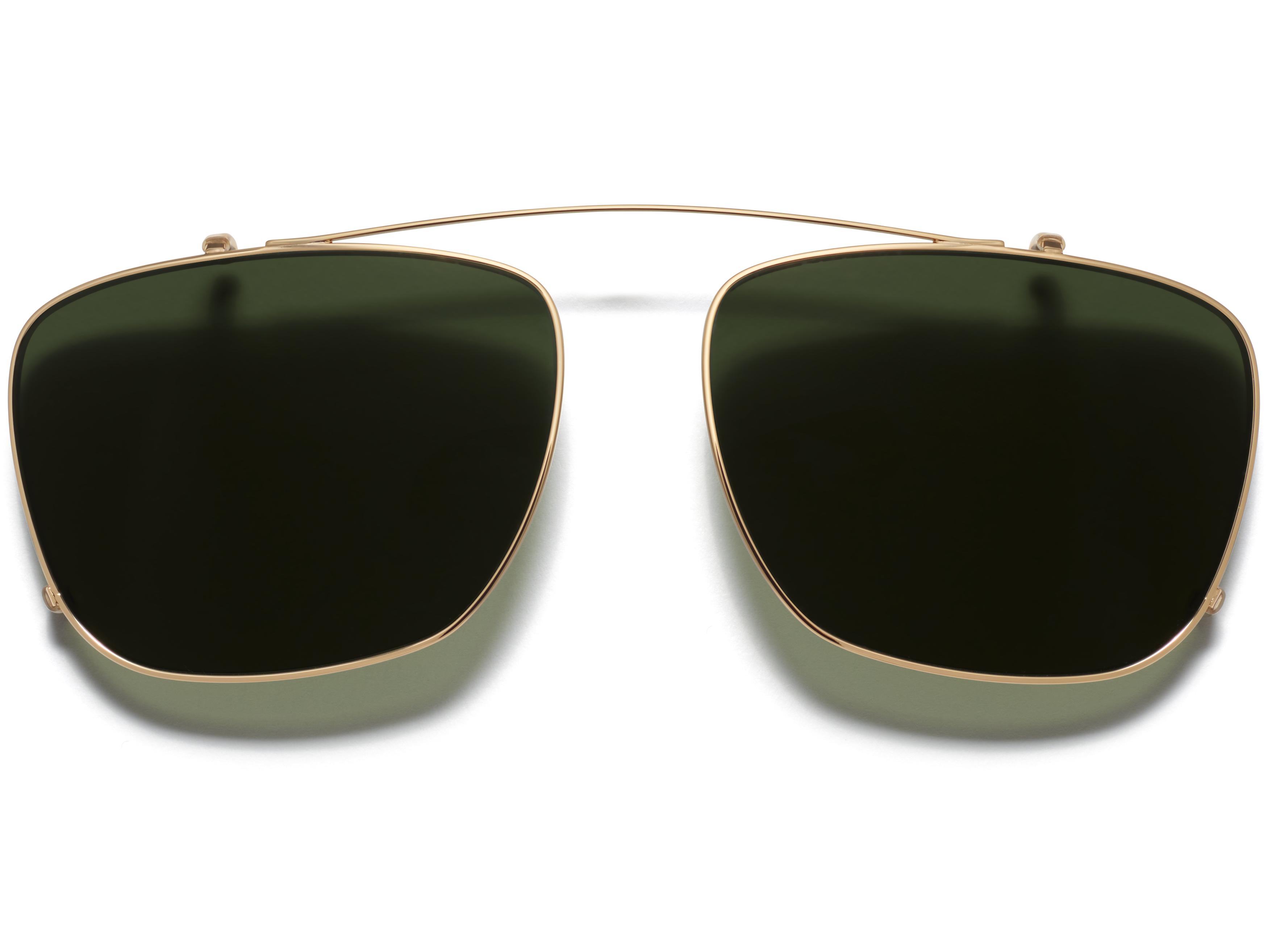 Hayden Clip-On Wide in Polished Gold with Green Lenses