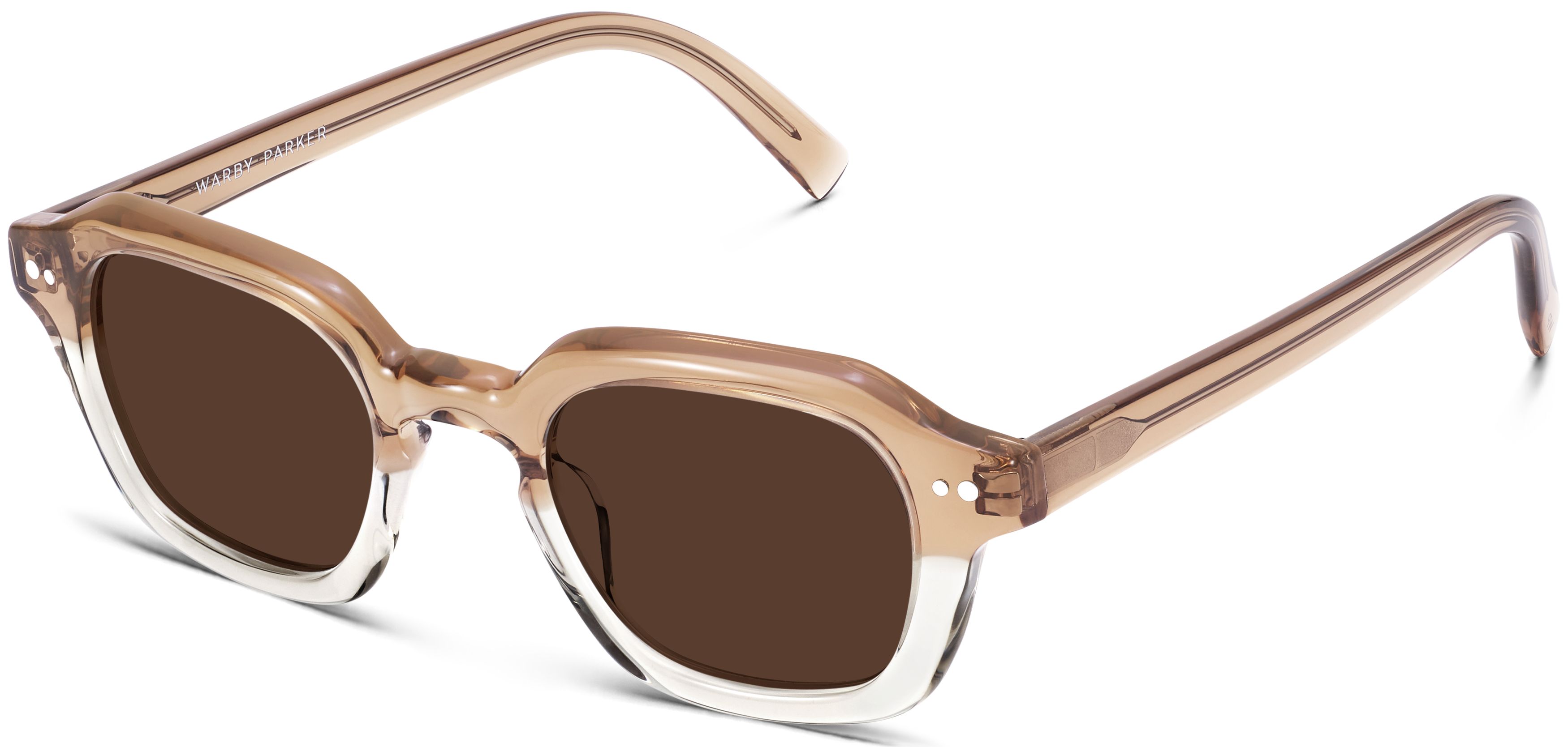 Warby Parker Fenton Round Sunglasses Clear Crystal Grey Gradient Lenses w/ Case Elio Sunglasses in Cactus Crystal with Polished Silver  main image 4