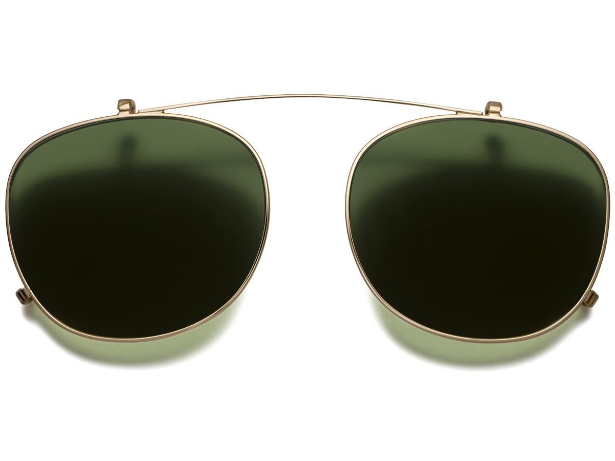 Durand Clip-On Wide in Polished Gold with Green Lenses