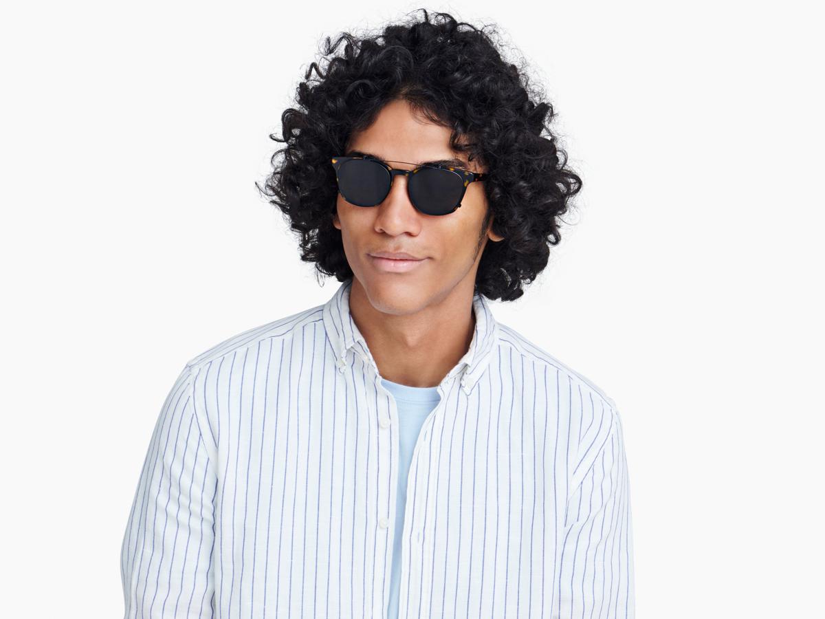 Felix Clip-On Medium in Polished Gold with Green Lenses | Warby Parker