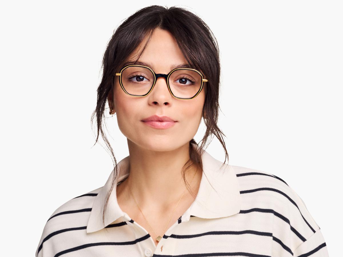 Bowley Eyeglasses in Jet Black with Polished Gold