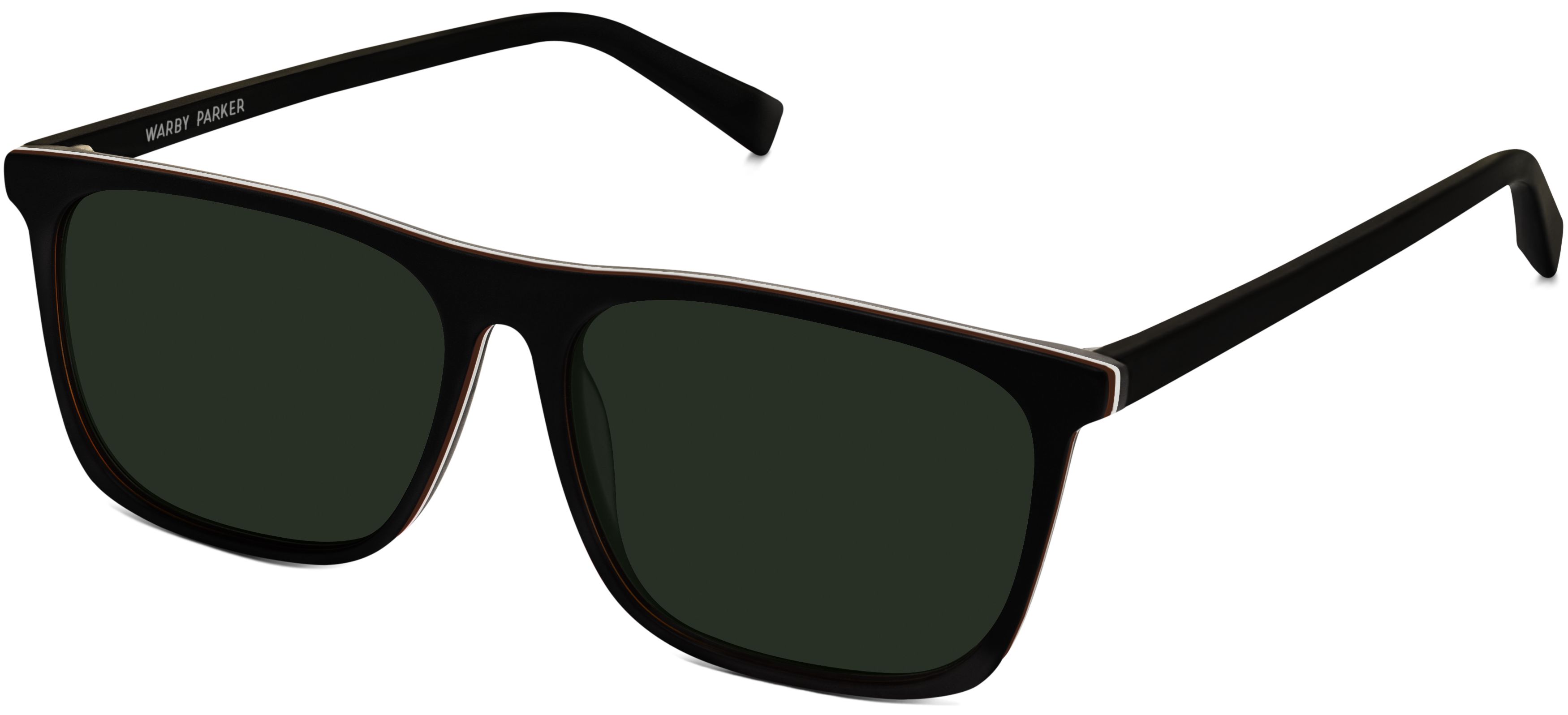 Fletcher Sunglasses in Black Matte Eclipse with Olive Green lenses for Men | Warby Parker