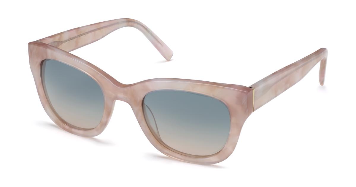 Gemma Sunglasses in Rose Marble with Grey Blue Gradient lenses for Women Warby Parker