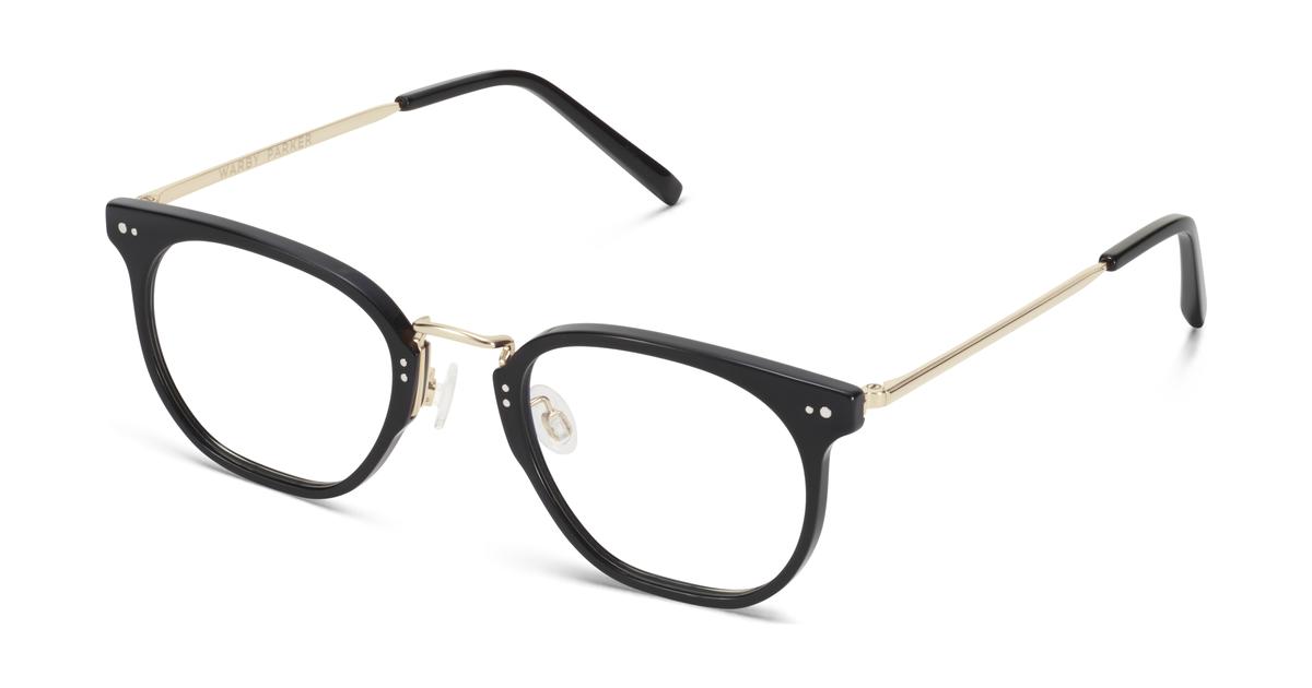 Warby Parker Halton Eyeglasses In Jet Black With Polished Gold For Men